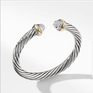 David Yurman 7mm Cable Bracelet Diamonds 18k Gold